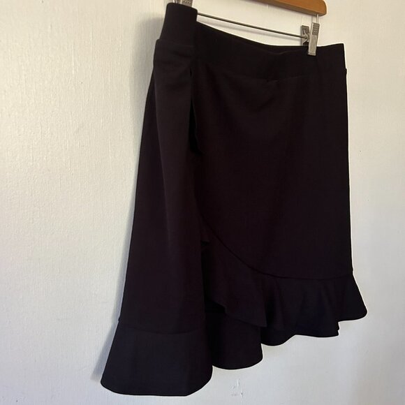 IsaacMizrahiLive Flounce Skirt Womens Medium Black Ruffle Elastic Waist - Picture 3 of 7